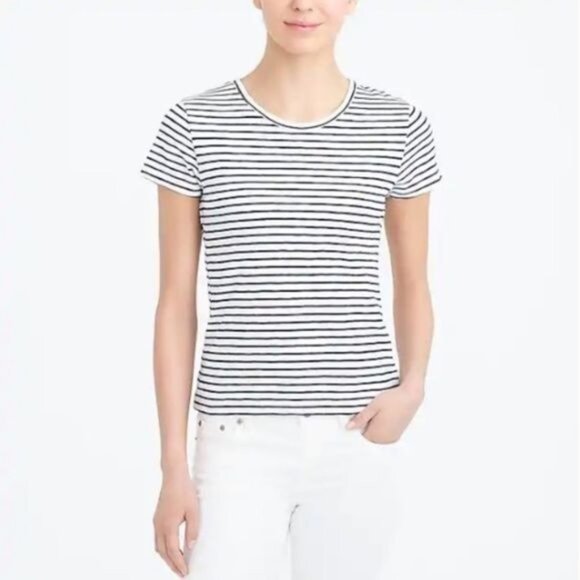 J.Crew Striped Crewneck Short Sleeve T-Shirt - Picture 1 of 2